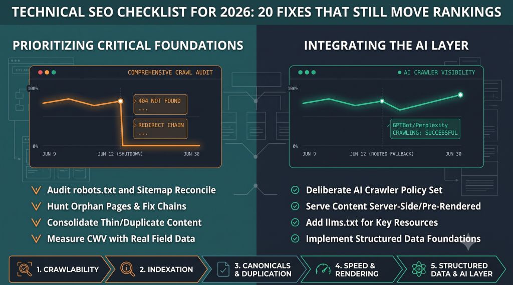 Technical SEO Checklist for 2026: 20 Fixes That Still Move Rankings